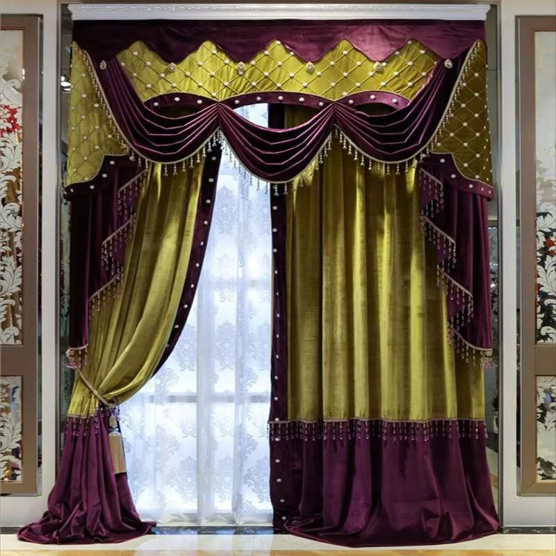 Office Furniture Hong Kong - Patchwork Perdeler Beyaz Boncuklar Mor Sarı