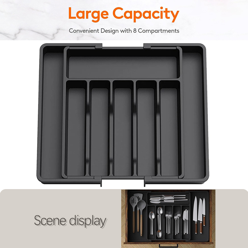 Drawer Organizer Tray - Genişletilebilir Çatal Bıçak Tepsisi, Gümüş Eşya