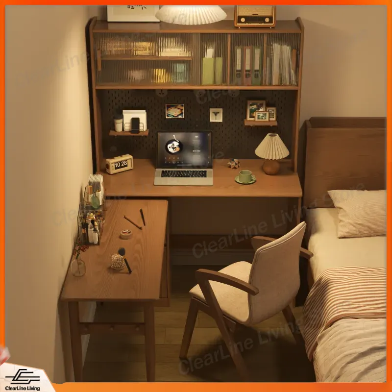 Wall Mounted Desk Fold - Masif Ahşap Köşe Katlanır Masa L