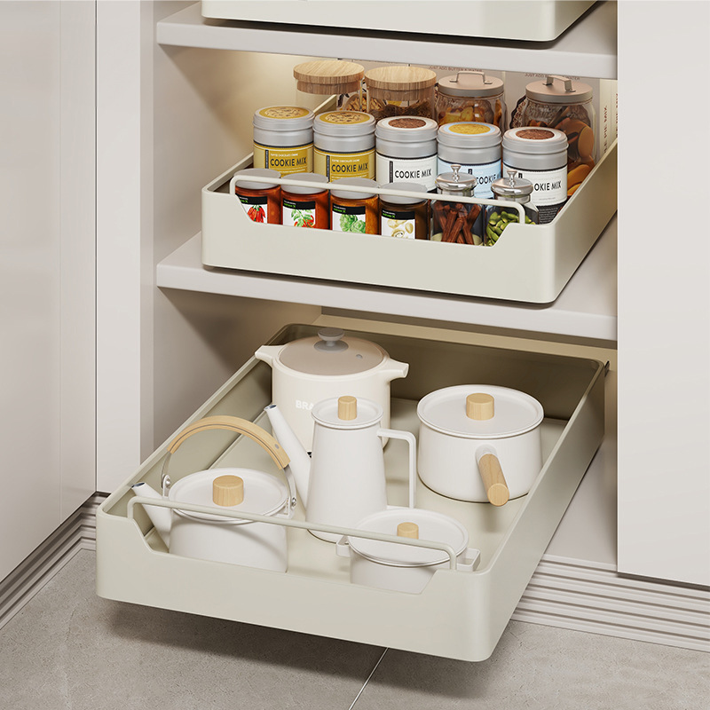 Drawer Organizer Tray - Mutfak Depolama Metal Rafı Sürgülü Raylı